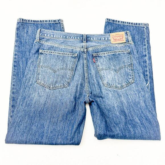 Levi's Low Pro Straight Denim Jeans Ripped Knees Med Wash Size 31 - Picture 5 of 9